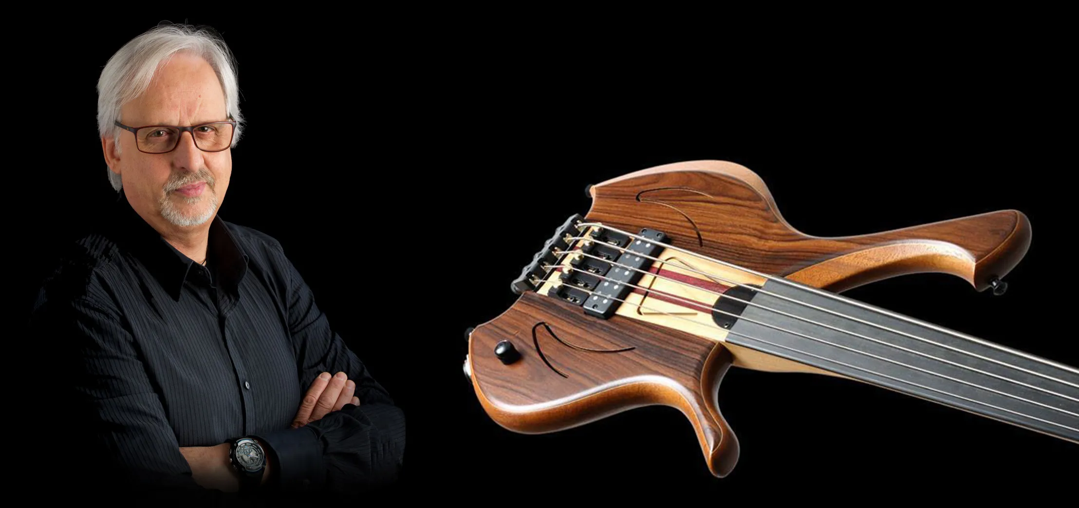 Pierluigi Cazzola con un basso Laurus Quasar Extraharmonic